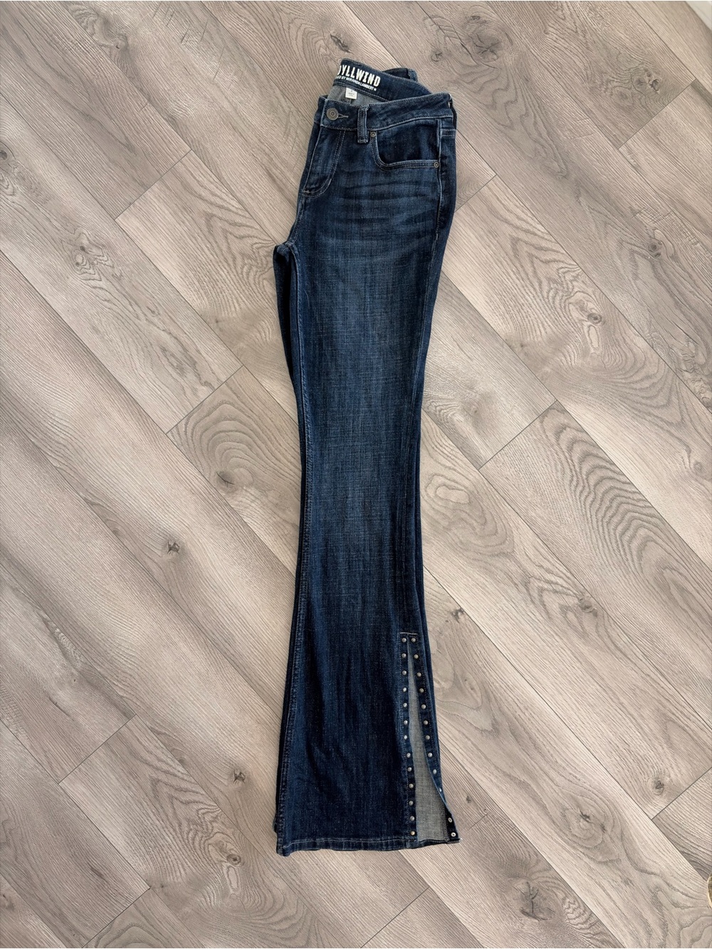 Idyllwind 36in inseam Dark Blue Bootcut Jeans with Stud Trim